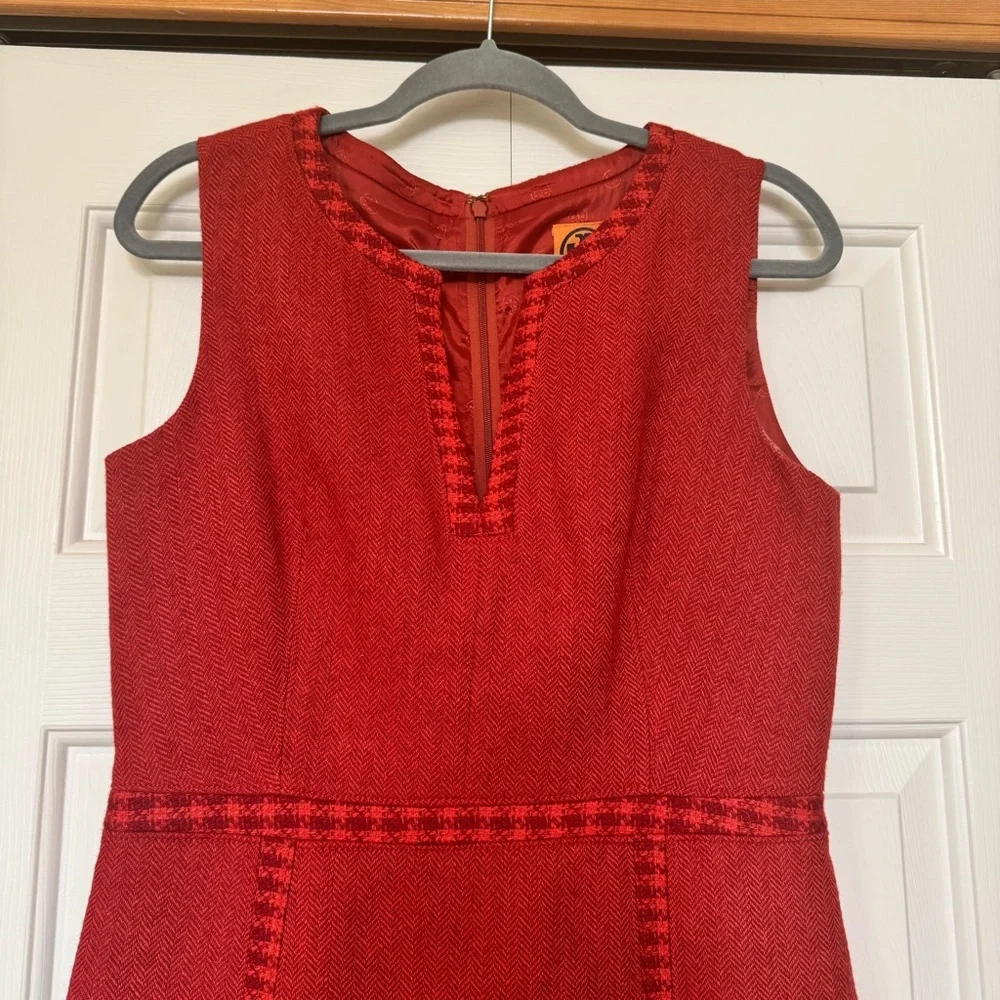 Tory Burch Orange Herringbone Merino‎ Wool Blend Dress